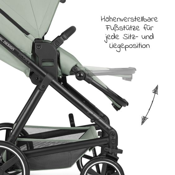 ABC Design Kombi-Kinderwagen Vicon 4 - inkl. Babywanne & Sportsitz mit XXL Zubehörpaket - Classic Edition - Pine