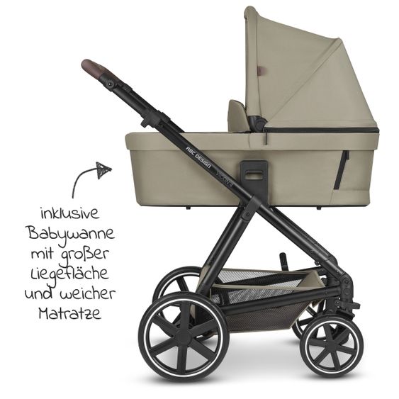 ABC Design Kombi-Kinderwagen Vicon 4 - inkl. Babywanne & Sportsitz mit XXL Zubehörpaket - Classic Edition - Reed