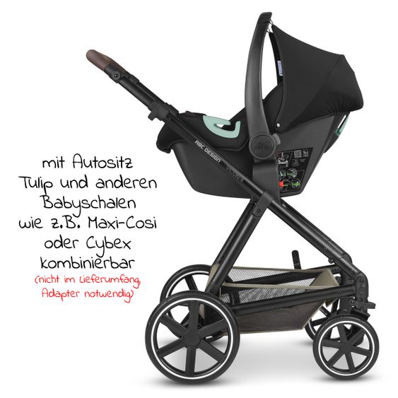 ABC Design Kombi-Kinderwagen Vicon 4 - inkl. Babywanne & Sportsitz mit XXL Zubehörpaket - Classic Edition - Reed