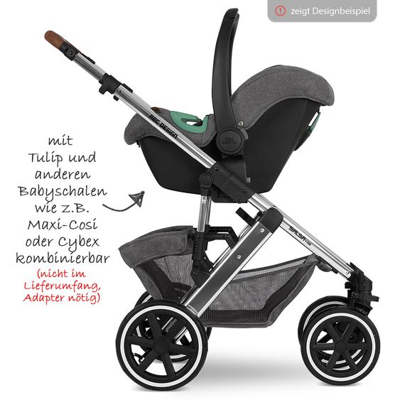 ABC Design Kombi-Kinderwagen Viper 4 Diamond Edition- inkl. Babywanne, Sportsitz & XXL Zubehörpaket - Asphalt