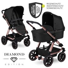 Kombi-Kinderwagen Viper 4 Diamond Edition- inkl. Babywanne, Sportsitz & XXL Zubehörpaket - Rose Gold