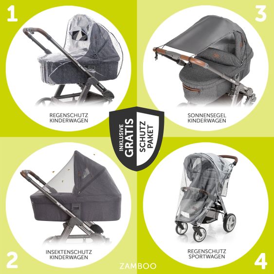 ABC Design Kombi-Kinderwagen Viper 4 Diamond Edition- inkl. Babywanne, Sportsitz & XXL Zubehörpaket - Rose Gold