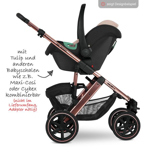 ABC Design Kombi-Kinderwagen Viper 4 Diamond Edition- inkl. Babywanne, Sportsitz & XXL Zubehörpaket - Rose Gold