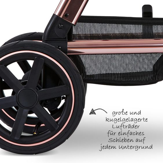 ABC Design Kombi-Kinderwagen Viper 4 Diamond Edition- inkl. Babywanne, Sportsitz & XXL Zubehörpaket - Rose Gold