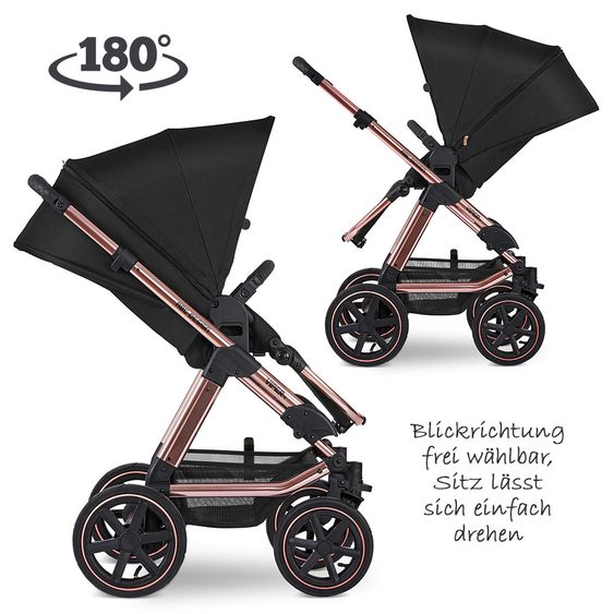 ABC Design Kombi-Kinderwagen Viper 4 Diamond Edition- inkl. Babywanne, Sportsitz & XXL Zubehörpaket - Rose Gold