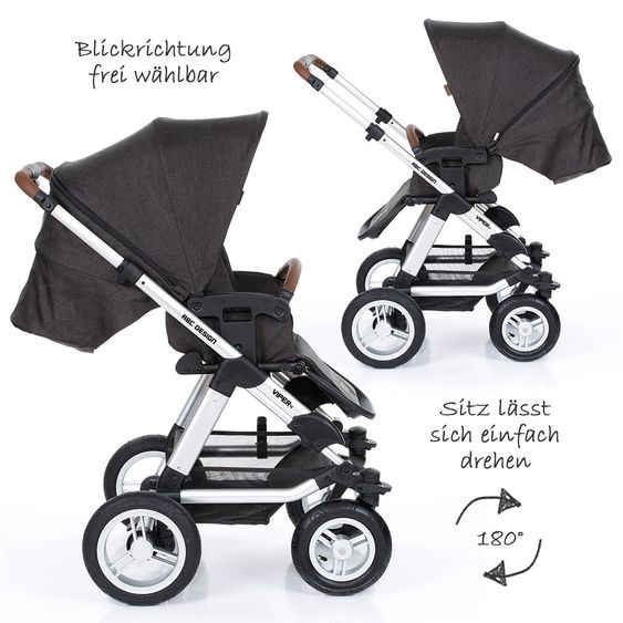 ABC Design Kombi-Kinderwagen Viper 4 - inkl. Babywanne, Sportsitz und Fußsack - Piano