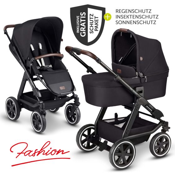 ABC Design Kombi-Kinderwagen Viper 4 - inkl. Babywanne, Sportsitz & XXL Zubehörpaket - Fashion Edition - Midnight