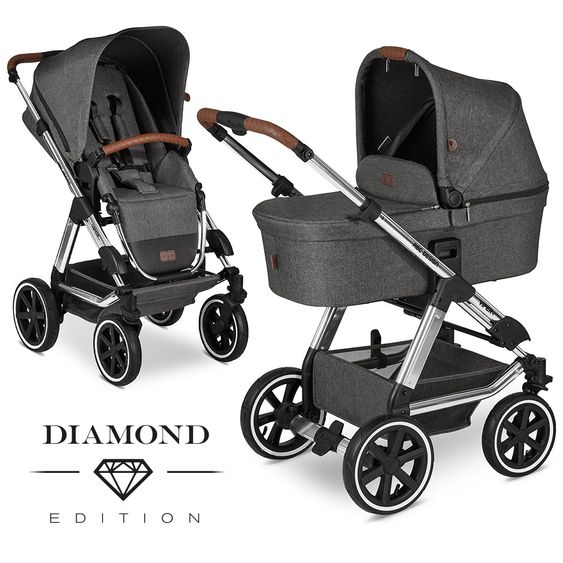 ABC Design Kombi-Kinderwagen Viper 4 - inkl. Babywanne und Sportsitz - Diamond Edition - Asphalt