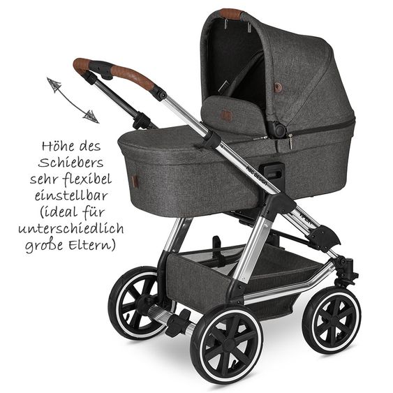 ABC Design Kombi-Kinderwagen Viper 4 - inkl. Babywanne und Sportsitz - Diamond Edition - Asphalt