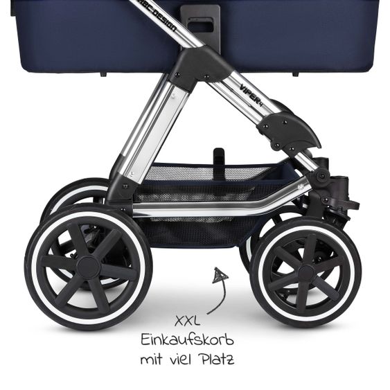 ABC Design Kombi-Kinderwagen Viper 4 - inkl. Babywanne und Sportsitz - Diamond Edition - Navy