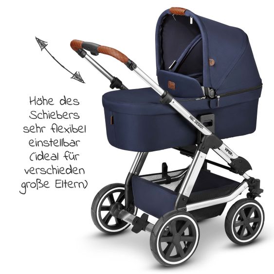 ABC Design Kombi-Kinderwagen Viper 4 - inkl. Babywanne und Sportsitz - Diamond Edition - Navy