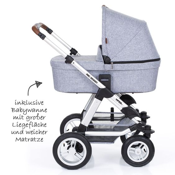 ABC Design Kombi-Kinderwagen Viper 4 - inkl. Babywanne und Sportsitz - Graphite Grey