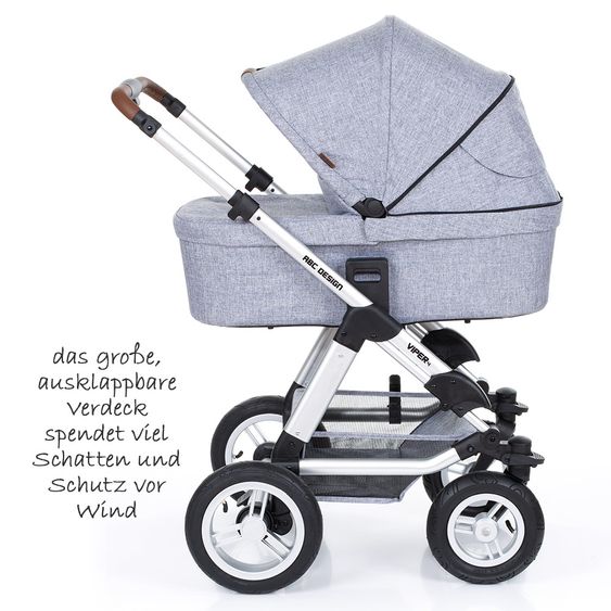 ABC Design Kombi-Kinderwagen Viper 4 - inkl. Babywanne und Sportsitz - Graphite Grey
