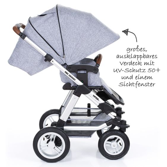 ABC Design Kombi-Kinderwagen Viper 4 - inkl. Babywanne und Sportsitz - Graphite Grey