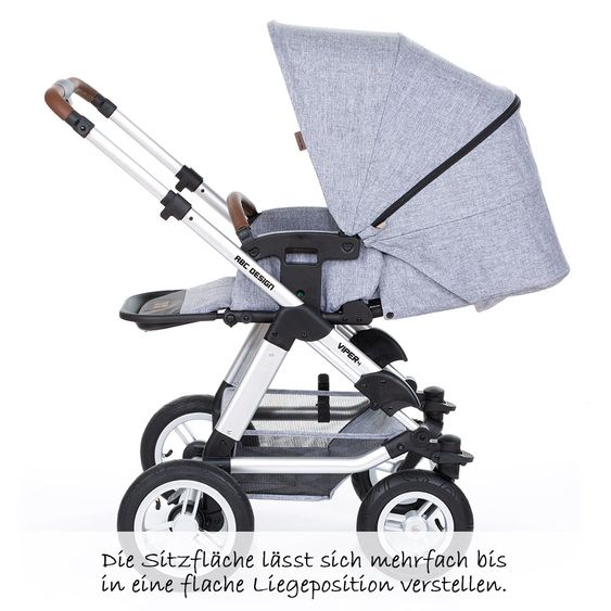 ABC Design Kombi-Kinderwagen Viper 4 - inkl. Babywanne und Sportsitz - Graphite Grey