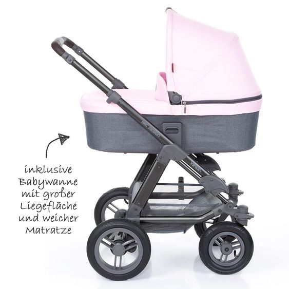 ABC Design Kombi-Kinderwagen Viper 4 - inkl. Babywanne und Sportsitz - Rose