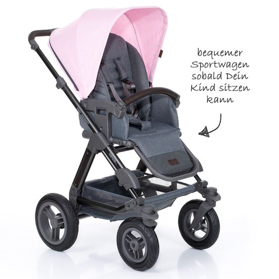 ABC Design Kombi-Kinderwagen Viper 4 - inkl. Babywanne und Sportsitz - Rose
