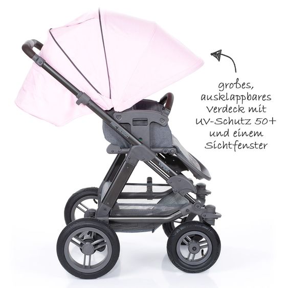 ABC Design Kombi-Kinderwagen Viper 4 - inkl. Babywanne und Sportsitz - Rose