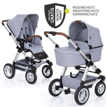 Viper 4 combination pushchair with pneumatic wheels - incl. baby bath, sports seat and XXL accessories set - Graphite Grey