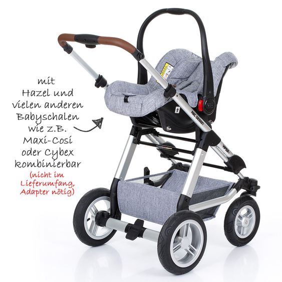 ABC Design Kombi-Kinderwagen Viper 4 mit Lufträdern - inkl. Babywanne, Sportsitz und XXL Zubehörset - Graphite Grey