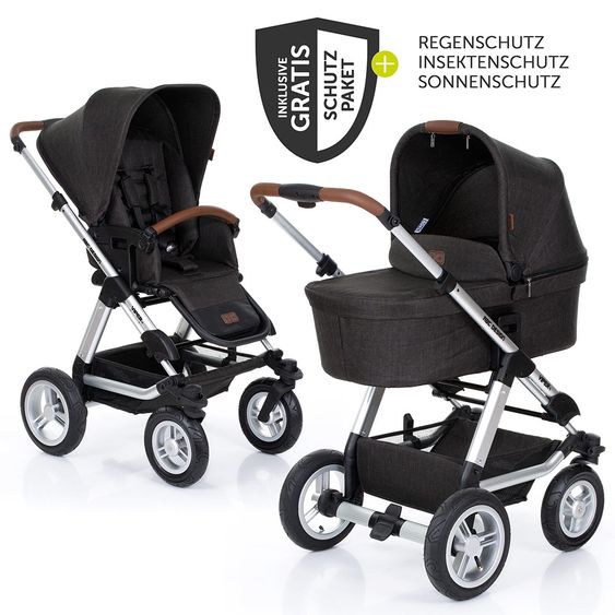 ABC Design Kombi-Kinderwagen Viper 4 mit Lufträdern - inkl. Babywanne, Sportsitz und XXL Zubehörset - Piano