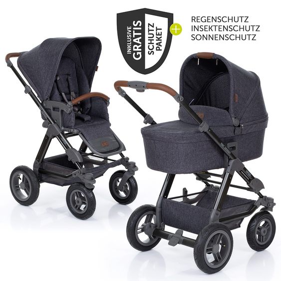 ABC Design Kombi-Kinderwagen Viper 4 mit Lufträdern - inkl. Babywanne, Sportsitz und XXL Zubehörset - Street