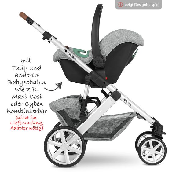 ABC Design Kombi-Kinderwagen Viper 4 mit Lufträdern - inkl. Babywanne, Sportsitz & XXL Zubehörpaket - Graphite Grey