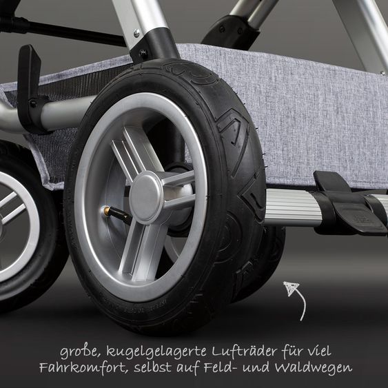 ABC Design Kombi-Kinderwagen Viper 4 mit Lufträdern - inkl. Babywanne, Sportsitz & XXL Zubehörpaket - Graphite Grey