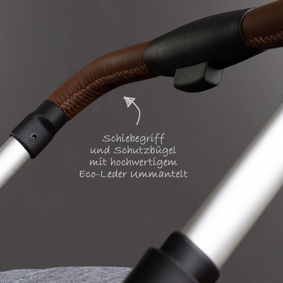 ABC Design Kombi-Kinderwagen Viper 4 mit Lufträdern - inkl. Babywanne, Sportsitz & XXL Zubehörpaket - Graphite Grey