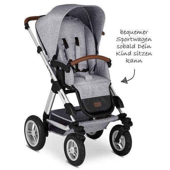 ABC Design Kombi-Kinderwagen Viper 4 mit Lufträdern - inkl. Babywanne, Sportsitz & XXL Zubehörpaket - Graphite Grey