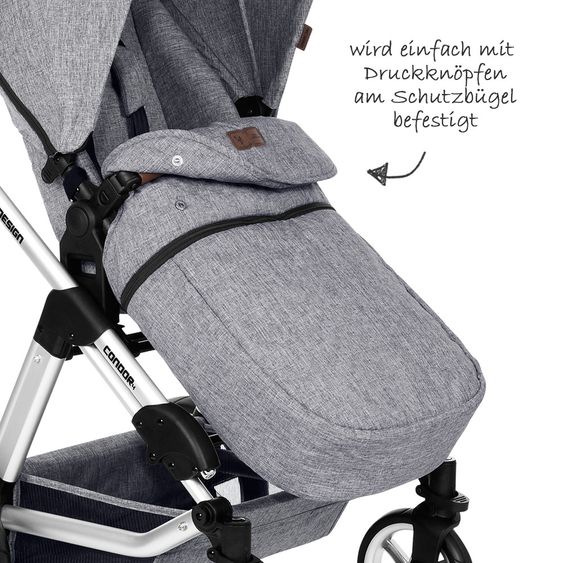 ABC Design Mitwachsende Beindecke für Kinderwagen - Graphite Grey