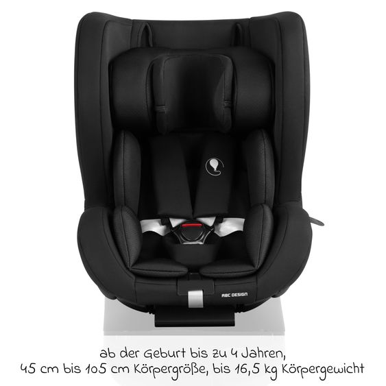 ABC Design Seggiolino Lily i-Size reboarder dalla nascita ai 4 anni (45 cm - 105 cm) con riduttore - Nero