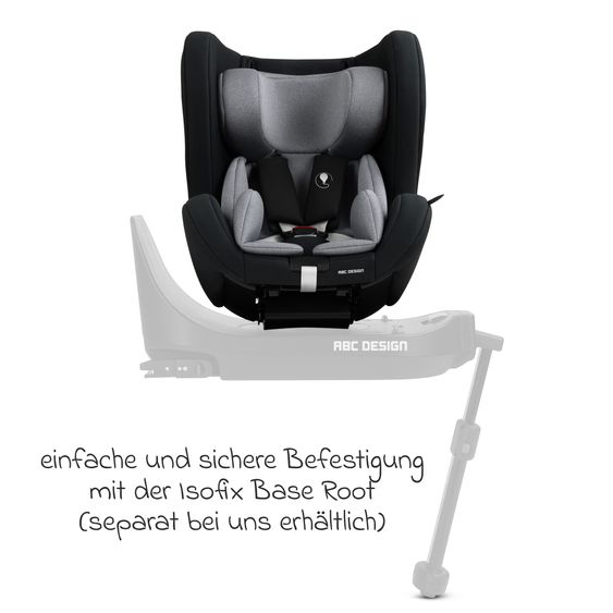 ABC Design Seggiolino Lily i-Size reboarder dalla nascita ai 4 anni (45 cm - 105 cm) con riduttore - Grafite