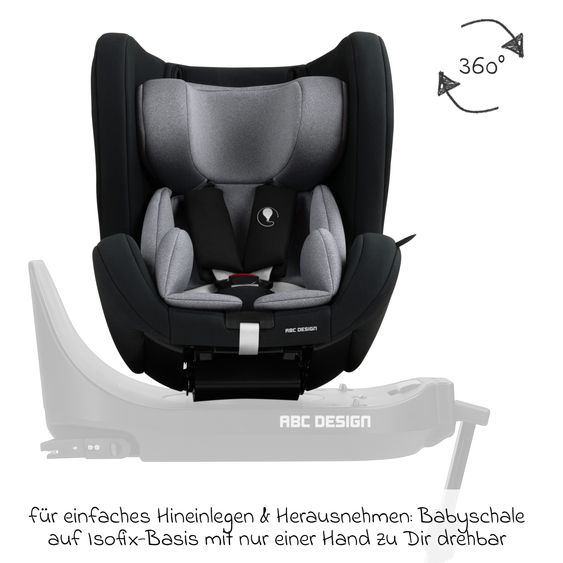 ABC Design Seggiolino Lily i-Size reboarder dalla nascita ai 4 anni (45 cm - 105 cm) con riduttore - Grafite
