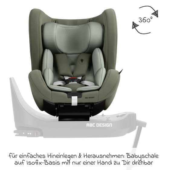 ABC Design Seggiolino per bambini Lily i-Size reboarder dalla nascita ai 4 anni (45 cm - 105 cm) con riduttore - Salvia