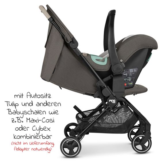 ABC Design Reisebuggy Ping Two mit flacher Liegeposition (bis 22 kg) - Diamond - Herb