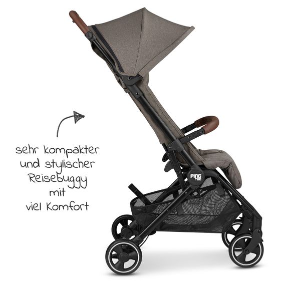 ABC Design Reisebuggy Ping Two mit flacher Liegeposition (bis 22 kg) - Fashion Edition - Nature