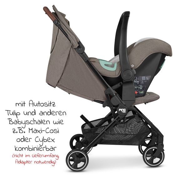 ABC Design Reisebuggy Ping Two mit flacher Liegeposition (bis 22 kg) - Fashion Edition - Nature