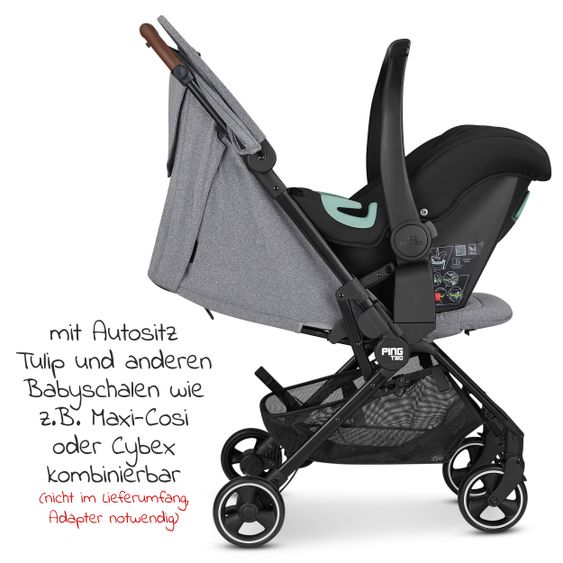 ABC Design Reisebuggy Ping Two mit flacher Liegeposition (bis 22 kg) - Tin