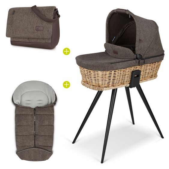 ABC Design Salsa 4 Air Home Set - Basket Carrycot + Stand, Changing Bag and Footmuff - Fashion Edition - Braid