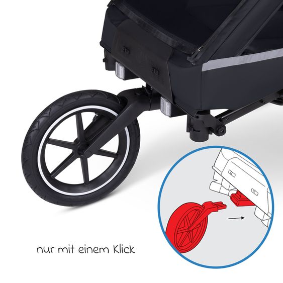 ABC Design Sport Kit extra-large jogger air wheel (24.5 cm) for Tour bike trailer - Black