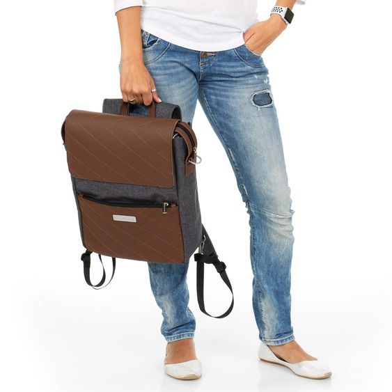 ABC Design Wickel-Rucksack City mit Deckelfach - inkl. Wickelauflage und Zubehör - Diamond Special Edition - Asphalt