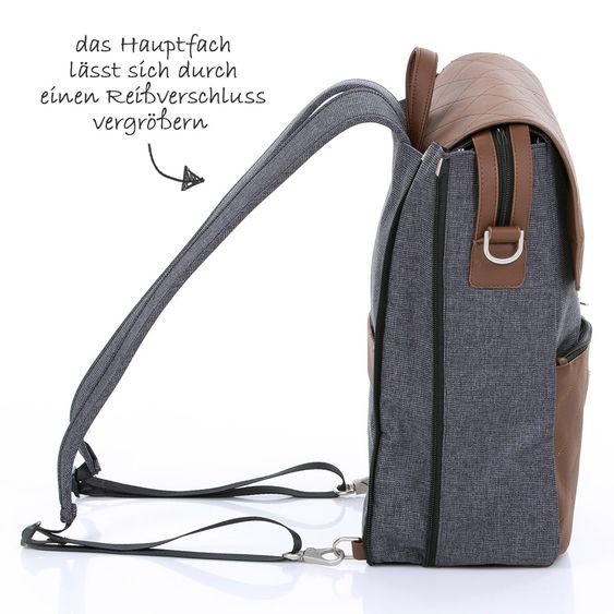 ABC Design Wickel-Rucksack City mit Deckelfach - inkl. Wickelauflage und Zubehör - Diamond Special Edition - Asphalt