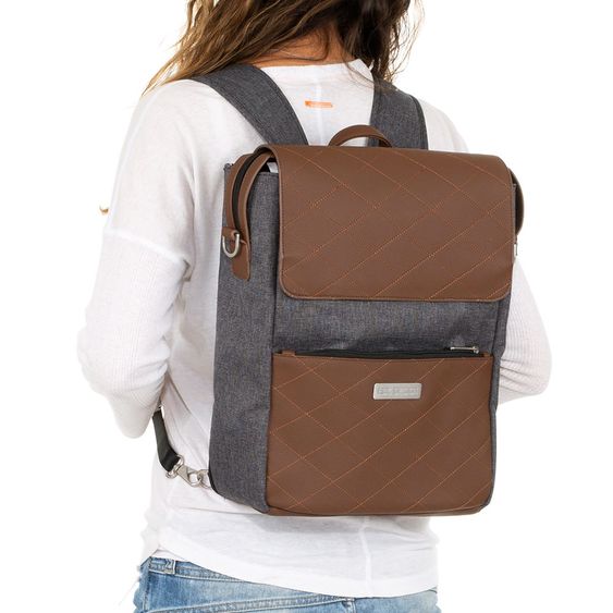 ABC Design Wickel-Rucksack City mit Deckelfach - inkl. Wickelauflage und Zubehör - Diamond Special Edition - Asphalt
