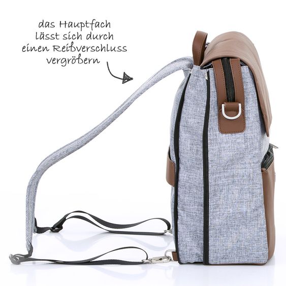 ABC Design Wickel-Rucksack City mit Deckelfach - inkl. Wickelauflage und Zubehör - Graphite Grey