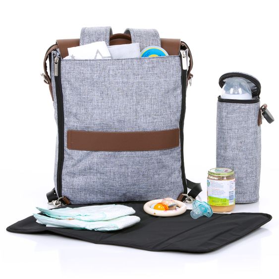 ABC Design Wickel-Rucksack City mit Deckelfach - inkl. Wickelauflage und Zubehör - Graphite Grey