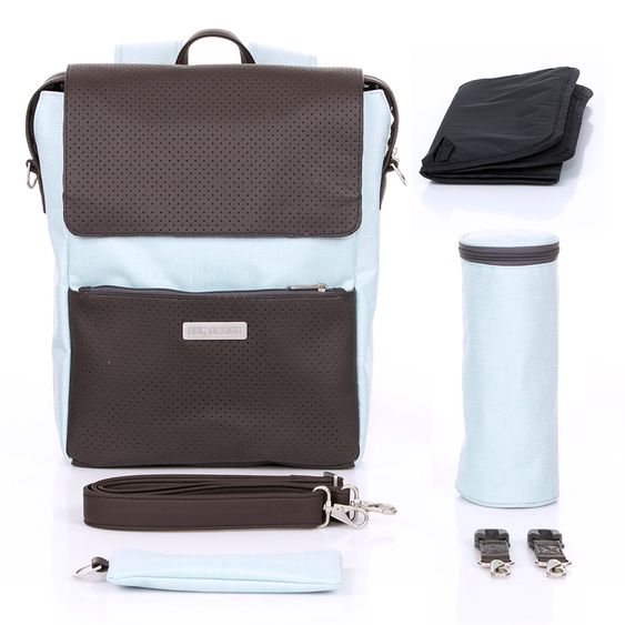 ABC Design Wickelrucksack City mit Deckelfach - inkl. Wickelauflage und Zubehör - Ice