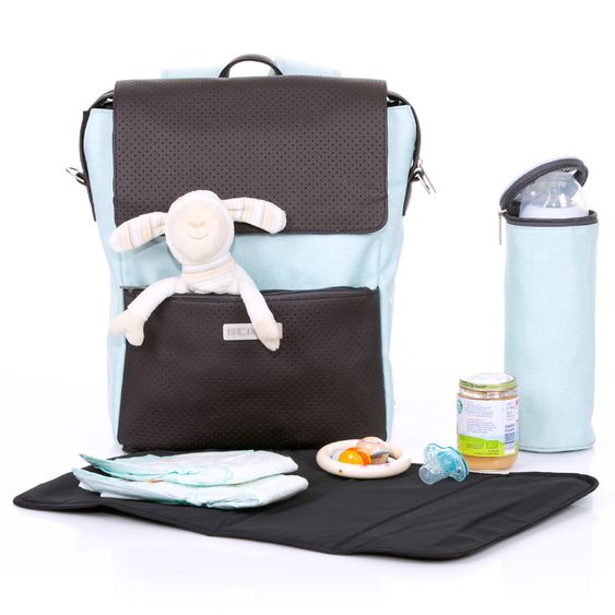 ABC Design Wickelrucksack City mit Deckelfach - inkl. Wickelauflage und Zubehör - Ice