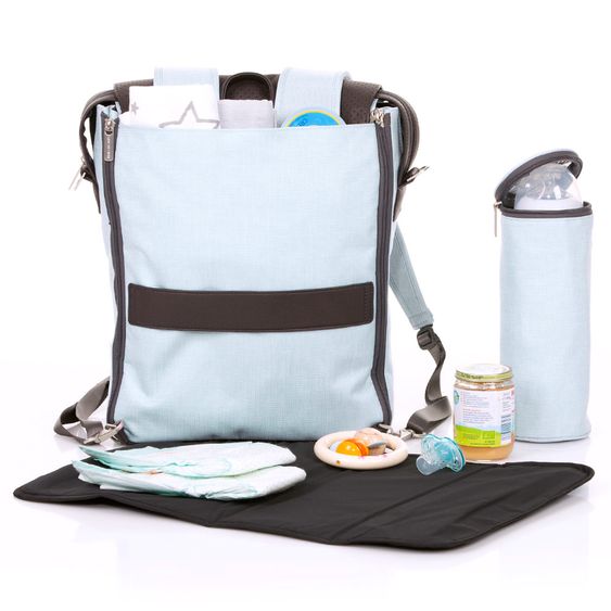ABC Design Wickelrucksack City mit Deckelfach - inkl. Wickelauflage und Zubehör - Ice