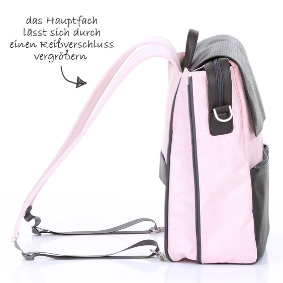 ABC Design Wickel-Rucksack City mit Deckelfach - inkl. Wickelauflage und Zubehör - Rose